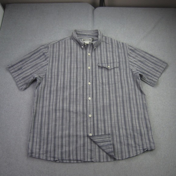 Duluth Trading Co Other - Duluth Shirt Mens Large Gray Relaxed Fit Untucked Striped Button Down SS‎